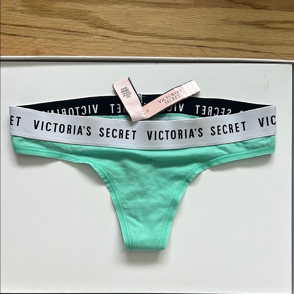 Victoria's Secret Teal Thong with Logo Waistband - NWT 2016 Retired